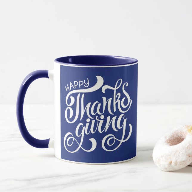 Taza Tipografía elegante del Día de Acción de Gracias (Con donut)