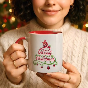Taza Tipografía elegante y juguetona de árbol de Navida