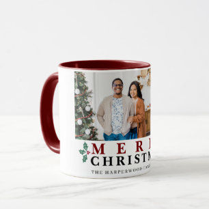 Taza Tipografía Festiva Chic Feliz Navidad 3 Foto