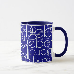 Taza Tipografía moderna azul marina retro