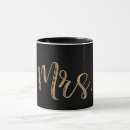 Taza Tipografía moderna minimalista MRS. Gold & Black