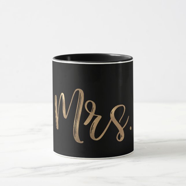 Taza Tipografía moderna minimalista MRS. Gold & Black (Centro)
