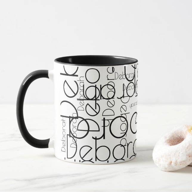 Taza Tipografía moderna Retro blanco y negro (Con donut)