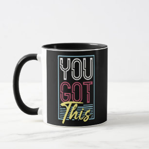 Taza Tipografía Motivacional Retro Neon "Tú Puedes"