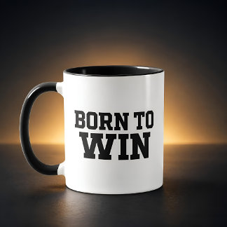 Taza Tipografía Negra Motivacional para Ganar Nacido pa