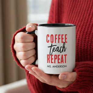 Taza Tipografía Negra Personalizada Café Profesor
