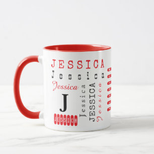 Taza Tipografía personalizada con nombre y monograma re