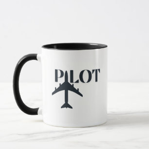 Taza Tipografía piloto y avión, simple, Minimalista