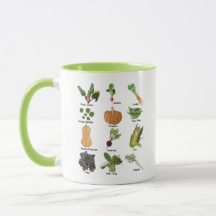 Taza Tipos de Verduras Vegetales de Otoño