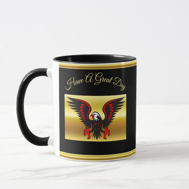 Taza Tira cómica Águila negra y roja con Relieve metali (Izquierda)