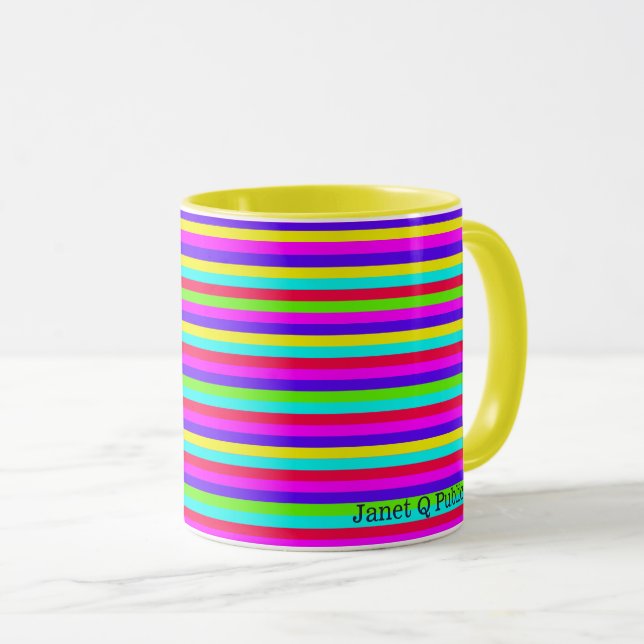 Taza Tiras arco iris de bonito con nombre (Anverso derecho)