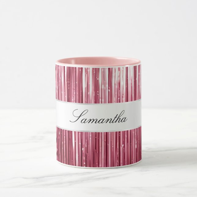 Taza Tiras de insel de glam rosado de bonito (Centro)