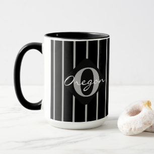 Taza Tiras negras y grises café Mug-Oregon