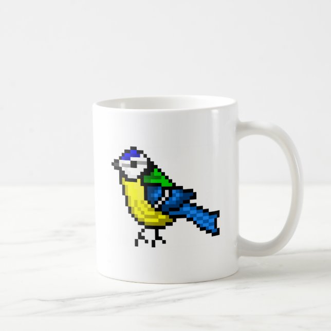 Taza Tit azul del arte lindo del pixel (Derecha)