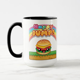 Taza Título de estilo hamburguesa Happy Jump