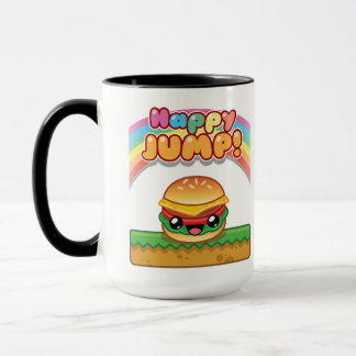 Taza Título de estilo hamburguesa Happy Jump