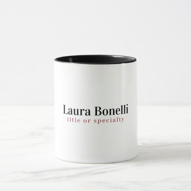 Taza Título de nombre sencillo profesional moderno mini (Centro)
