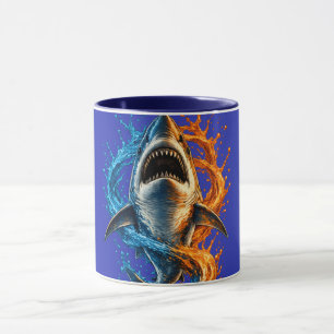 Taza Toalla de Playa Tiburón Feroz – Océano Azul y Nara