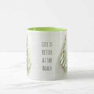 Taza Toallas de playa con rayas verdes y blancas