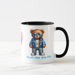 Taza Toca a su osa y muere. Oso de peluche novio del li