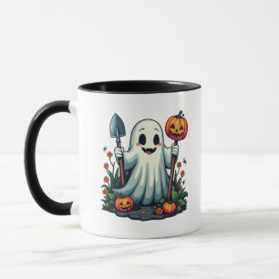 Taza Tocante Halloween Otoño Gardening Ghost Pumpkin