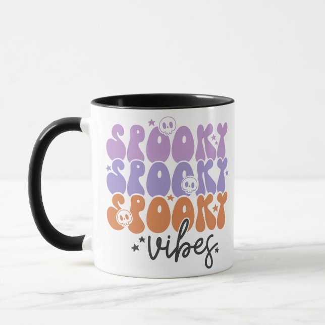 Taza Tocante Vibes Skulls Stars Cuelgan Halloween Blanc (Izquierda)