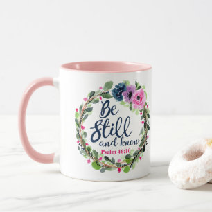 Taza Todavía esté y sepa el verso floral rosado de la