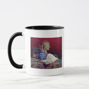 Taza Todavía vida con la cabeza de Voltaire