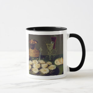 Taza Todavía vida con las ostras y los vidrios (aceite