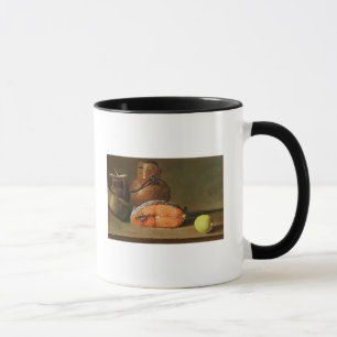 Taza Todavía vida con un pedazo de salmones
