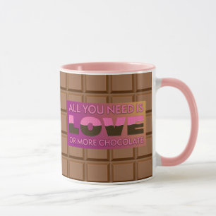 Taza Todo lo que necesitas es chocolate, café rosa humo