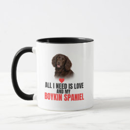 Taza Todo lo que necesito es amor y mi café con Boykin 