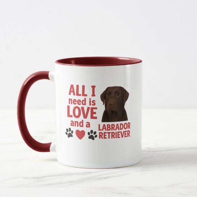 Taza Todo lo que necesito es amor y recuperación de un  (Izquierda)