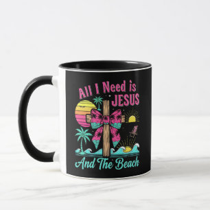 Taza Todo lo que necesito es Jesús y la playa