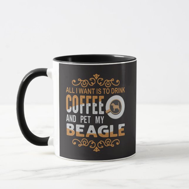 Taza Todo lo que quiero es café y Mascota mi Beagle (Izquierda)