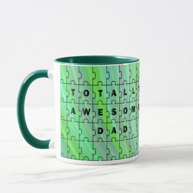 Taza Todopoderoso rompecabezas del puzzle verde de papá (Izquierda)