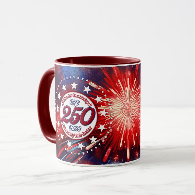 Taza Todos los hombres son creados fuegos artificiales  (Anverso izquierdo)