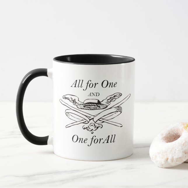 Taza Todos por uno y uno por todos - los tres mosqueter (Con donut)