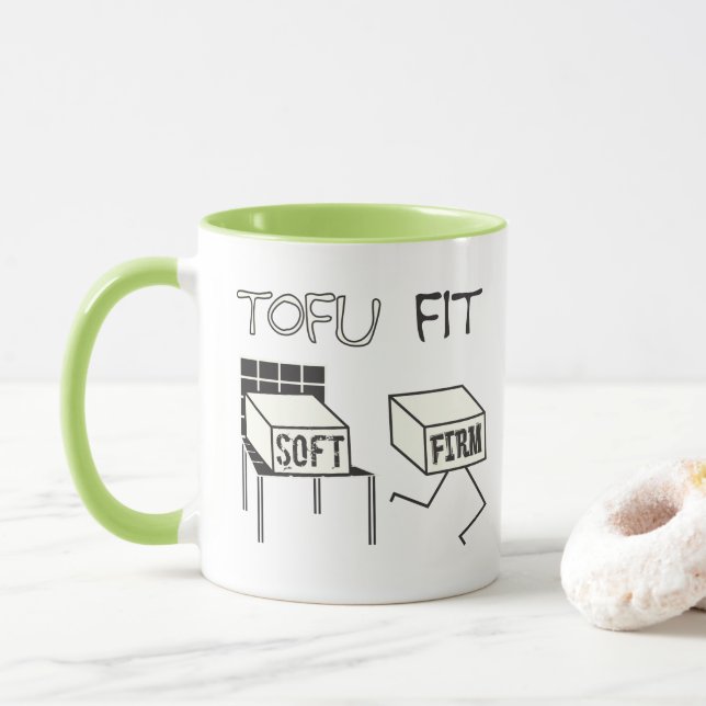 Taza Tofu Fit Funny Corriendo Tofu Tema soya (Con donut)