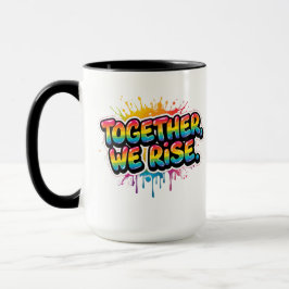 Taza Together We Rise Rainbow Quote Design