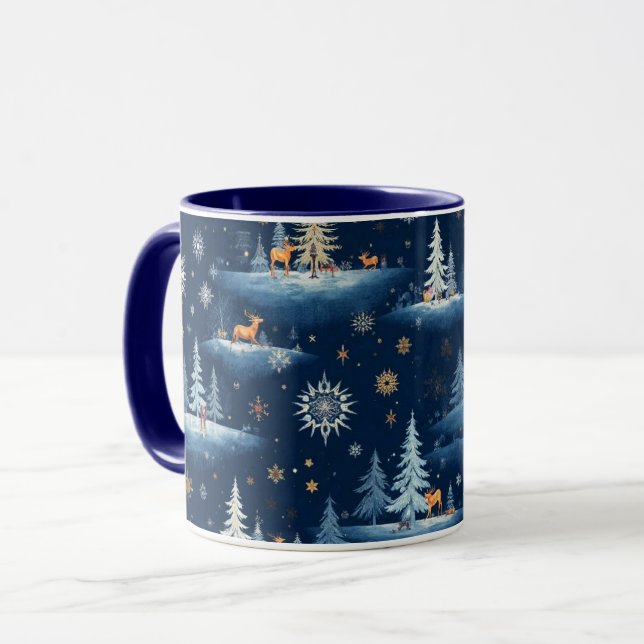 Taza Toile de vacaciones, ciervos de árboles y copos de (Anverso izquierdo)