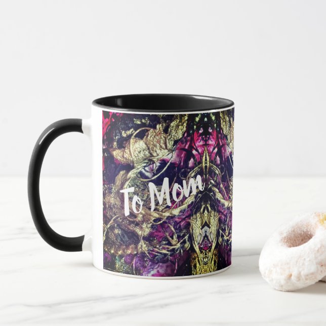 Taza Tomas de oro y de textura negra (Con donut)
