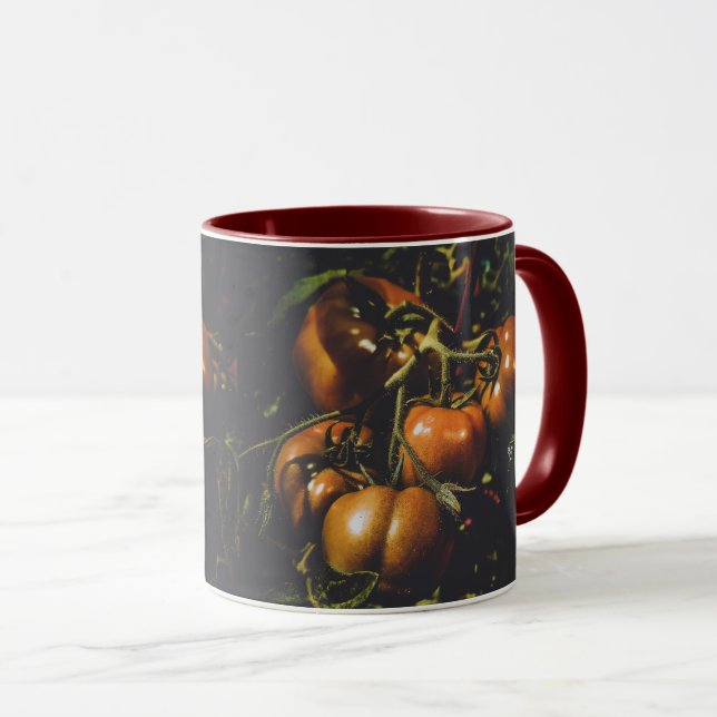 Taza Tomate Antiguo Botánico Malhumorado Rústico de Cas (Anverso derecho)