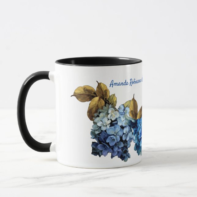 Taza Tonos de las Hydrangeas de las acuarelas azules (Izquierda)