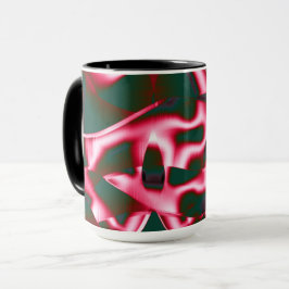 Taza Tonos rojos en cintas abstractas en cian oscuro