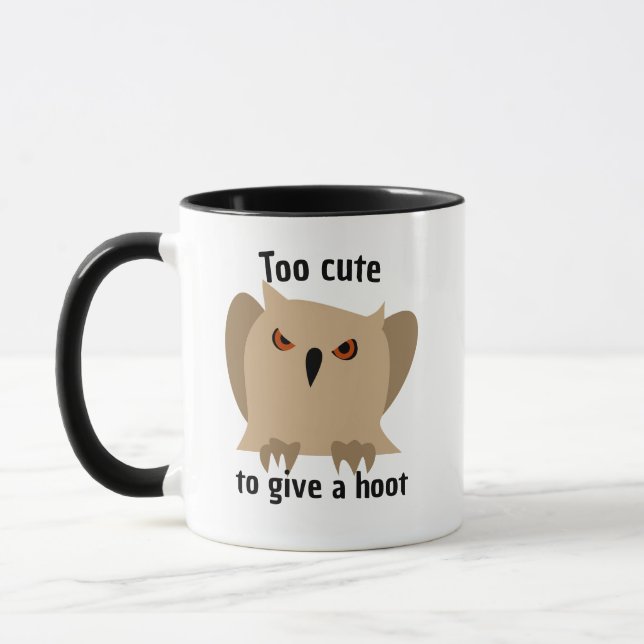 Taza Too Cute To Care Owl Mug - Funny Coffee Cup (Izquierda)