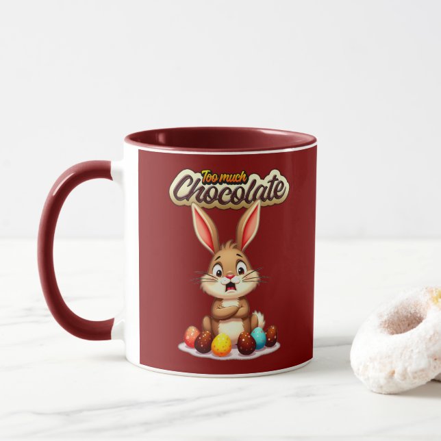 Taza Too Much Chocolate – Funny Easter Bunny - caneca (Con donut)