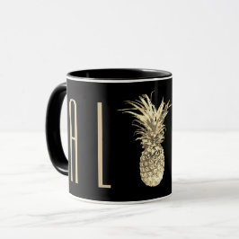 Taza Topografía dorada tropical de piña Aloha