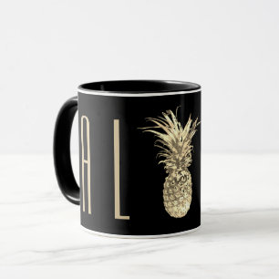 Taza Topografía dorada tropical de piña Aloha