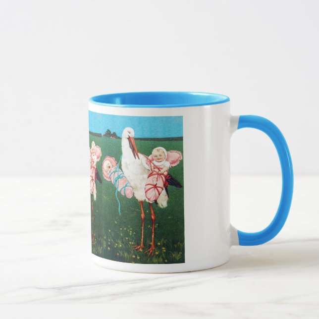 Taza TORMENTA BABY SHOWER TWIN, rosa, azul Verde azulad (Derecha)